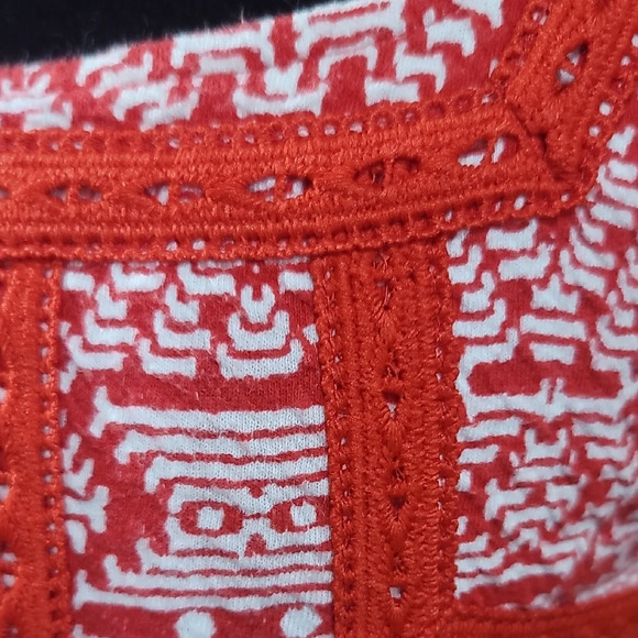 Maeve Anthropologie Vibrant Red and White Geometric Mini Dress - Picture 4 of 9